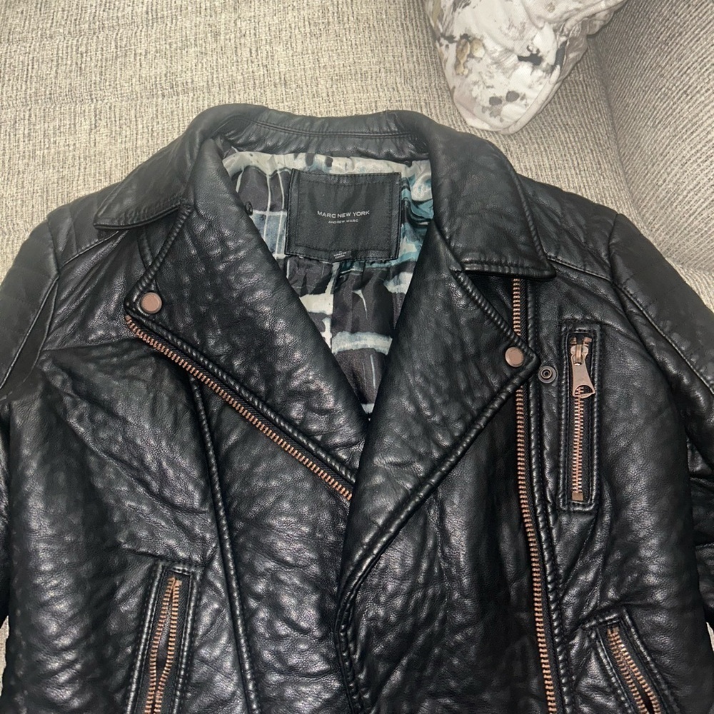 Marc New York faux Black Leather Jacket with Quilted Design - Picture 3 of 8